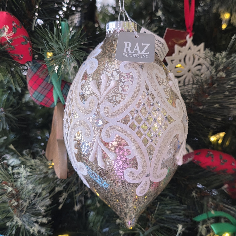 NEW RAZ IMPORTS Mercury Glasd Lace Ornament